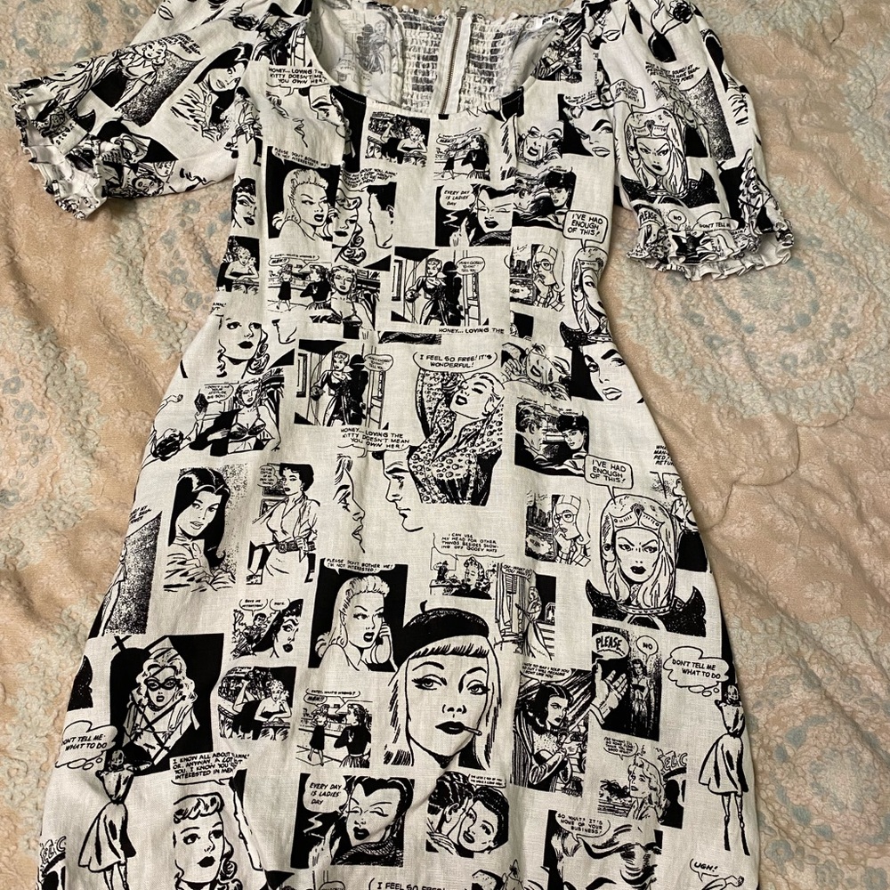 Reformation Dress in Newsprint
